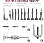 Ensemble d'extracteurs de roulements 16 pièces avec marteau coulissant – Image 3
